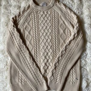 H&M Textured Chunky Cable Knit Sweater in Cream Oversized